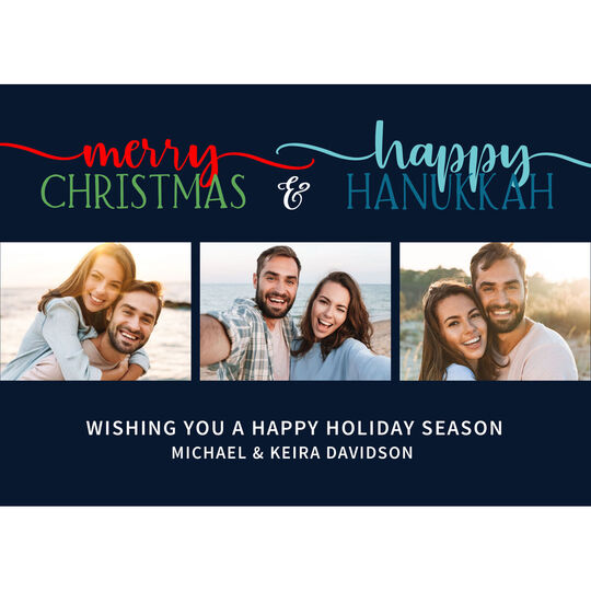 Script Holiday Greetings Flat Photo Holiday Cards